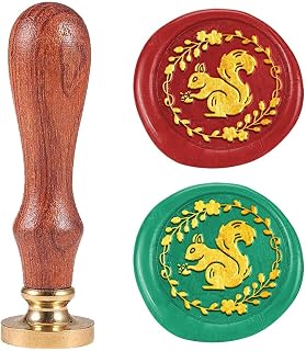 Garland Squirrel Wax Seal Stamp 1" Removable Brass Seal Head with en Handle Vintage Embossed Letter Sealing Wax Stamp for Invitations Party Envelope Festival Gift Packag Decorate