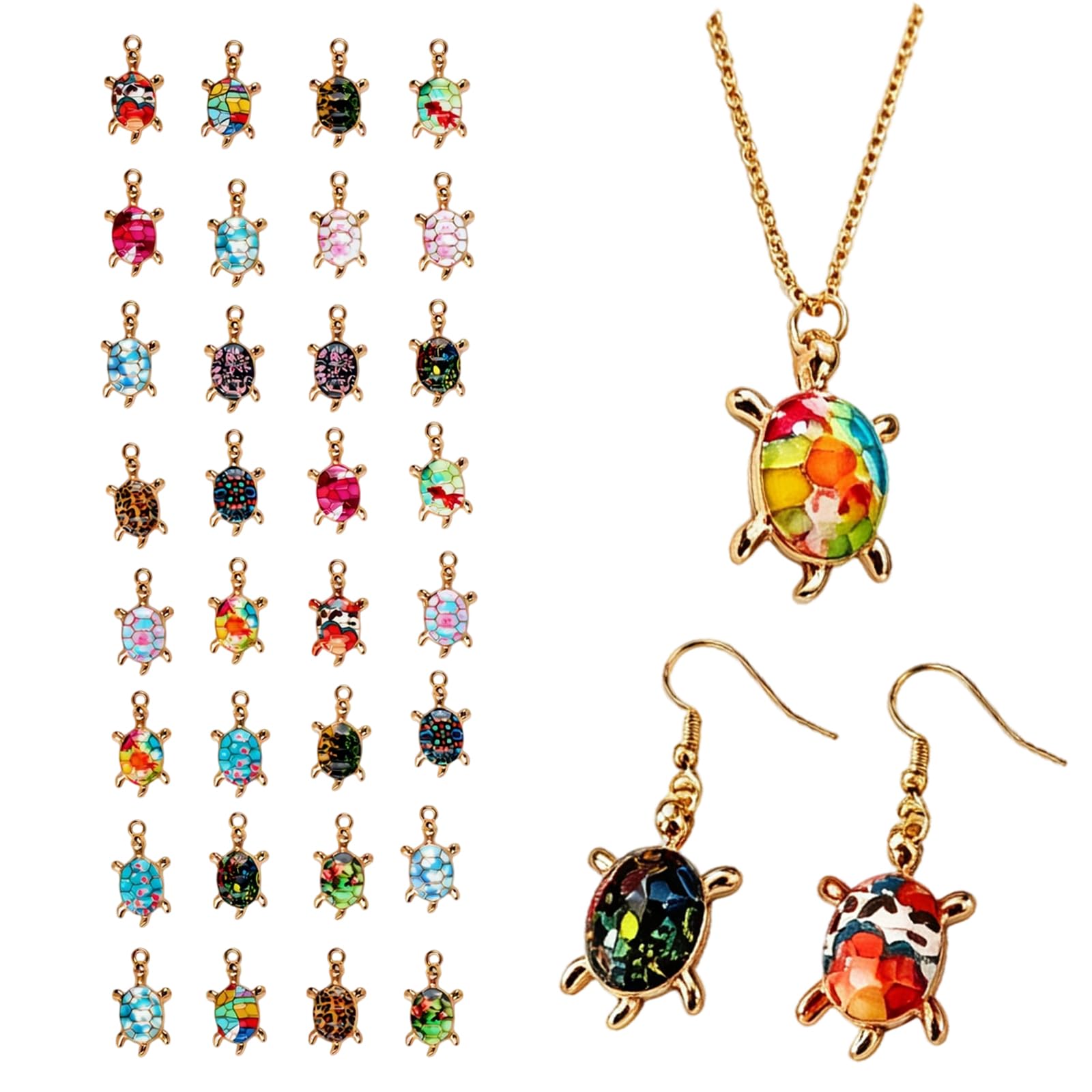 Elovara 32 Pcs Enamel Sea Turtle Charms for Jewellery Making