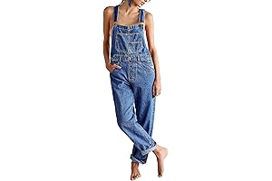 Women's Stylish and Comfortable Loose Fit Denim Bib Overalls