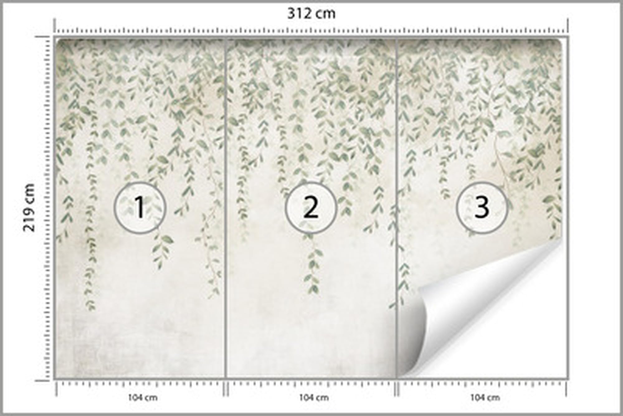 Muralo Carta da Parati 3D, Foglie - 312x219 cm | Rivestimento murale decorativo disponibile in tessuto non tessuto o autoadesivo, stampa nitida, posa facile, arredo moderno