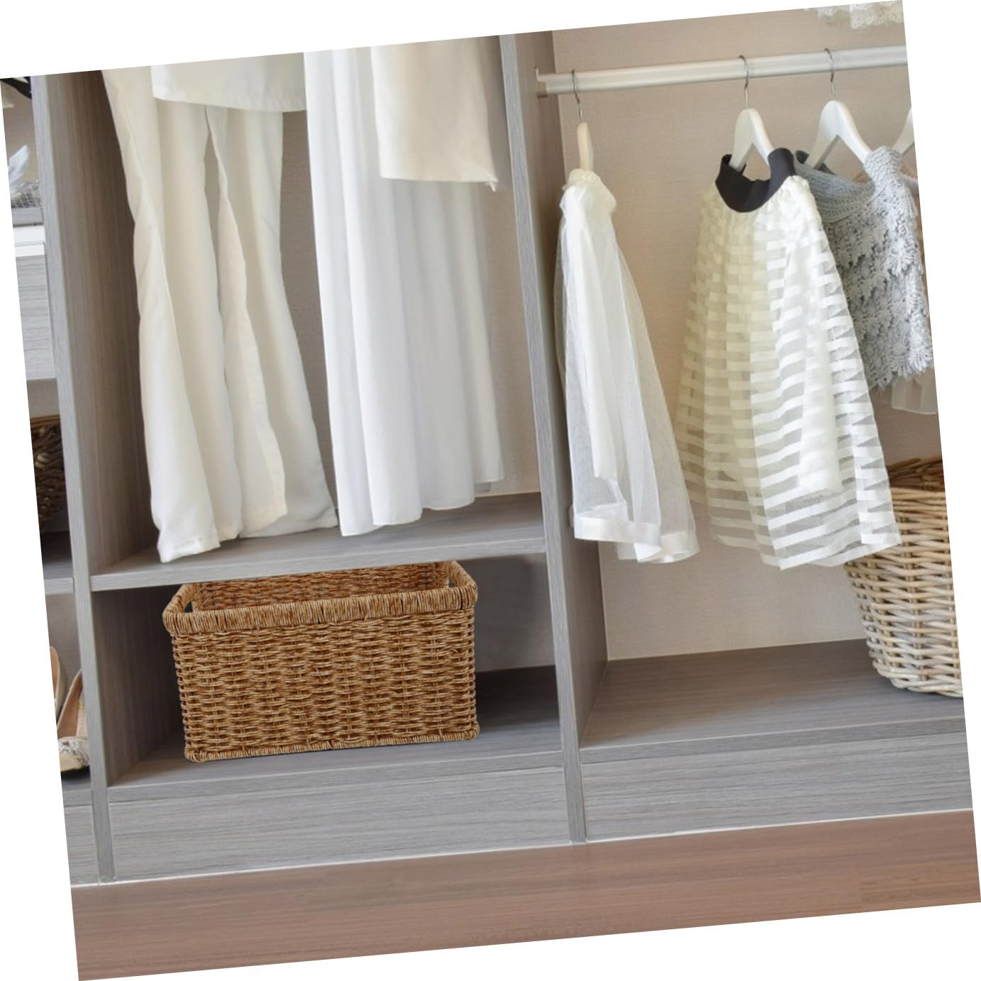 MAGICLULU Cesta de Almacenamiento de Plástico, Cesta para Ropa Sucia, Gran Capacidad, 34cm, Marrón, Adecuado para Lavandería y Cocina