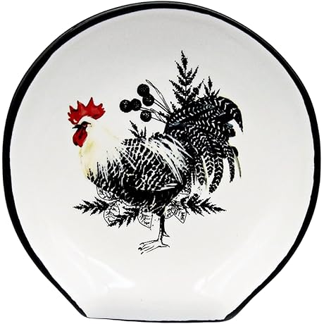 Red Rooster Spoon Rest, Farmhouse Kitchen Decor and Accessories