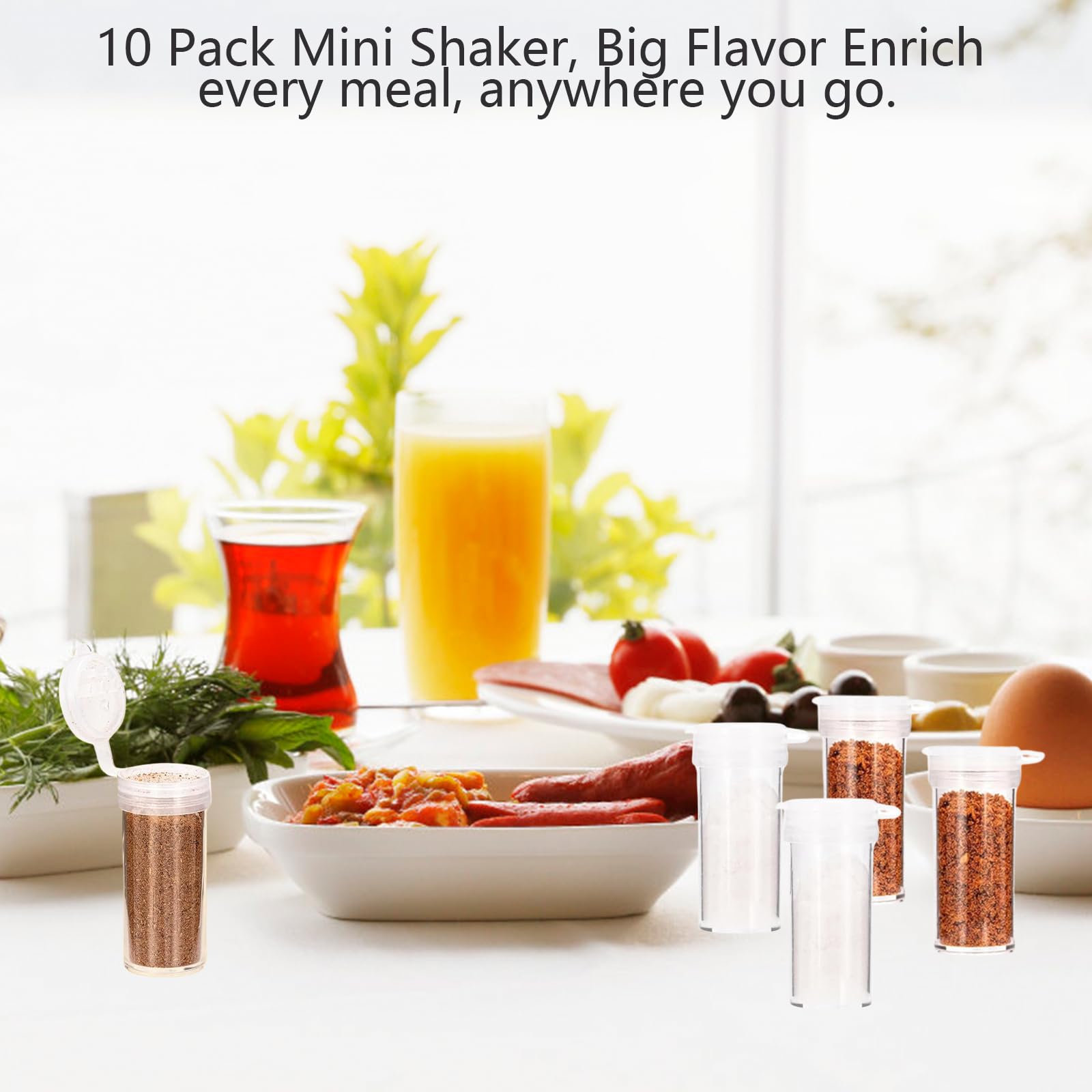 Litinliv Set De 10 Mini Pots à Épices Plastique Avec Couvercle - Salières Transparentes Pour Cuisine Camping