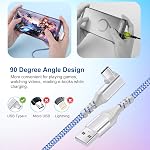 Angle droit USB C Câble,3Pack 10ft USB à USB C Chargeur câble charge rapide 90 Câble de chargeur rapide de type C USBC Cordon de charge pour iPhone 17/16/15 Pro Max Plus,Galaxy, pixels,iPad