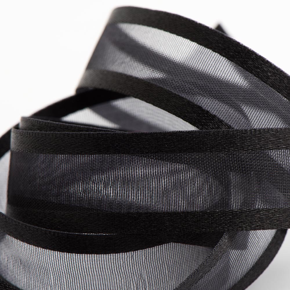 Italian Options Black - Satin Edge Organza Ribbon - 15Mm X 25M