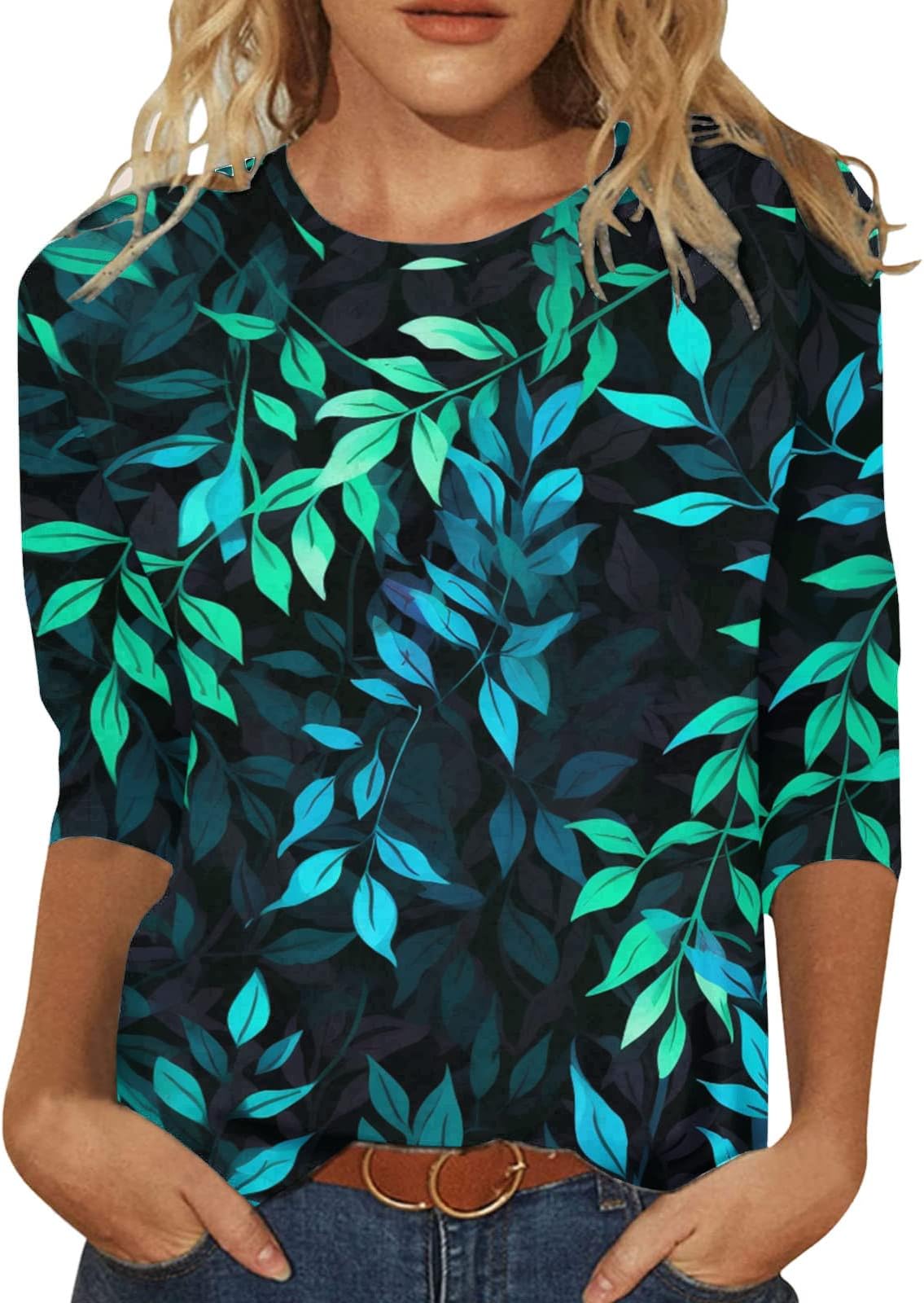 Cute Tops for Women Tops for Women Summer 2023 Crewneck Tops Tee Shirts for Legging Blouse Tops Tee Flowy Shirt Blouse Maternity Tops Green