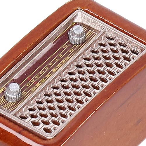 Miniatura 4 de Keenso Mini radio 112, exquisito modelo de radio simulado, muebles de casa de muñecas, antiguos para 112 accesorios de casa de muñecas, muebles de