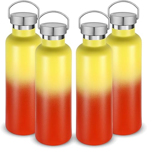 Miniatura 15 de Volhoply Botella de agua aislada de 24 onzas con boca estándar, tapa combinada de plástico y acero inoxidable, botella de agua de 304 18/8 de doble