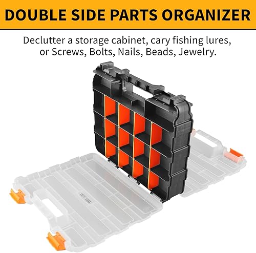 Miniatura 6 de Mini organizador de caja de herramientas, pequeña caja de herramientas de plástico con divisores, organizador de cuentas de doble cara, 34