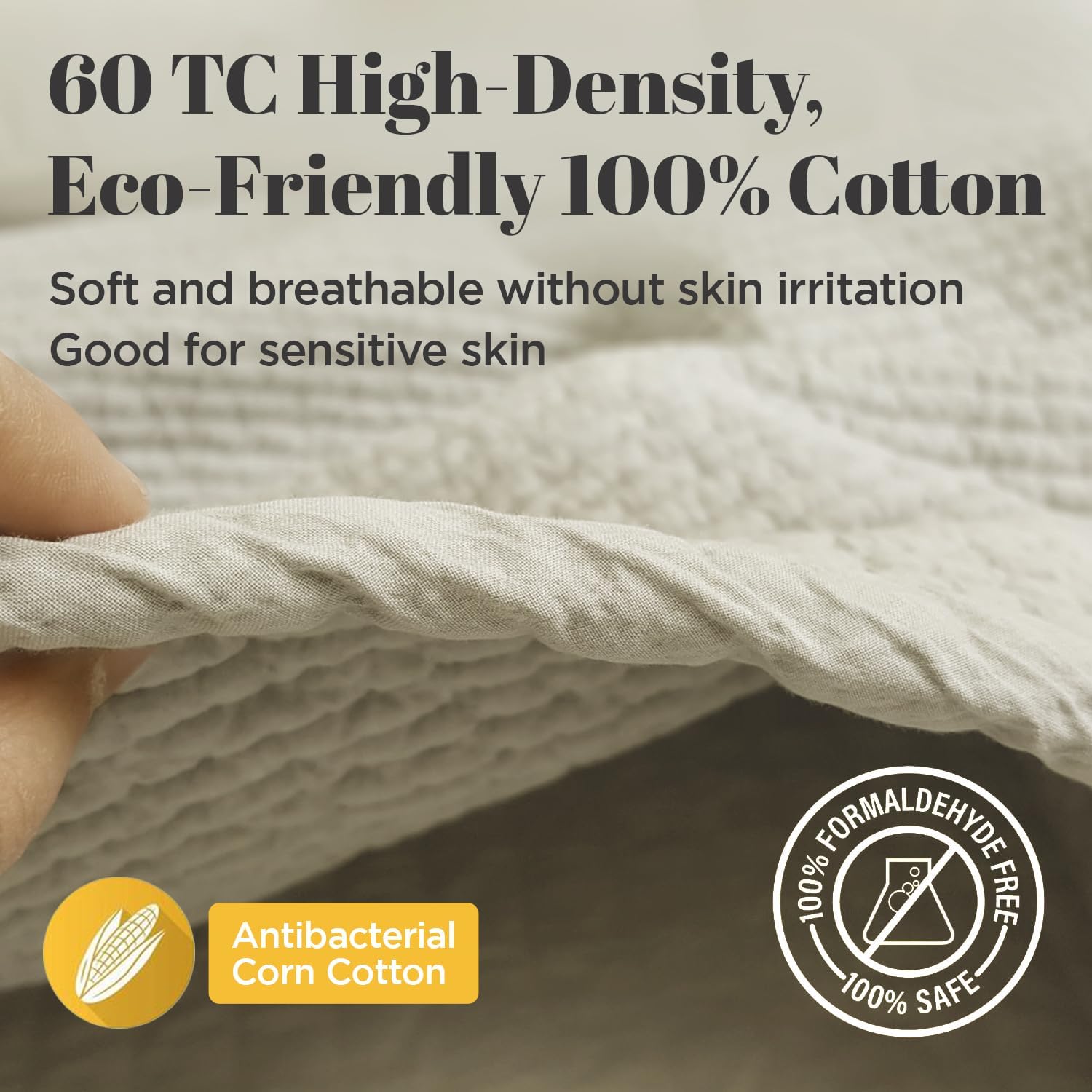 100% Cotton Baby & Toddler Frilled Bed Coverlet and Blanket 39.4"x 51.2"- Made in Korea - Multipurpose, High-Density 60TC, All-Season Use, Eco-Friendly, Skin Safe (Beige)
