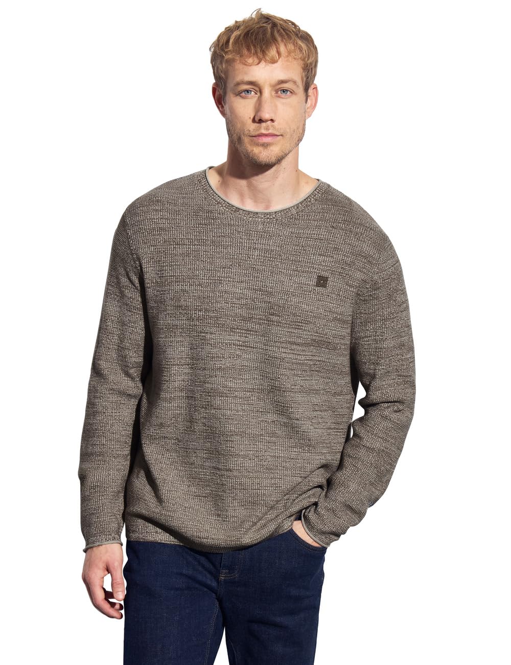 Street One MEN Herren Rundhals Strukturpullover