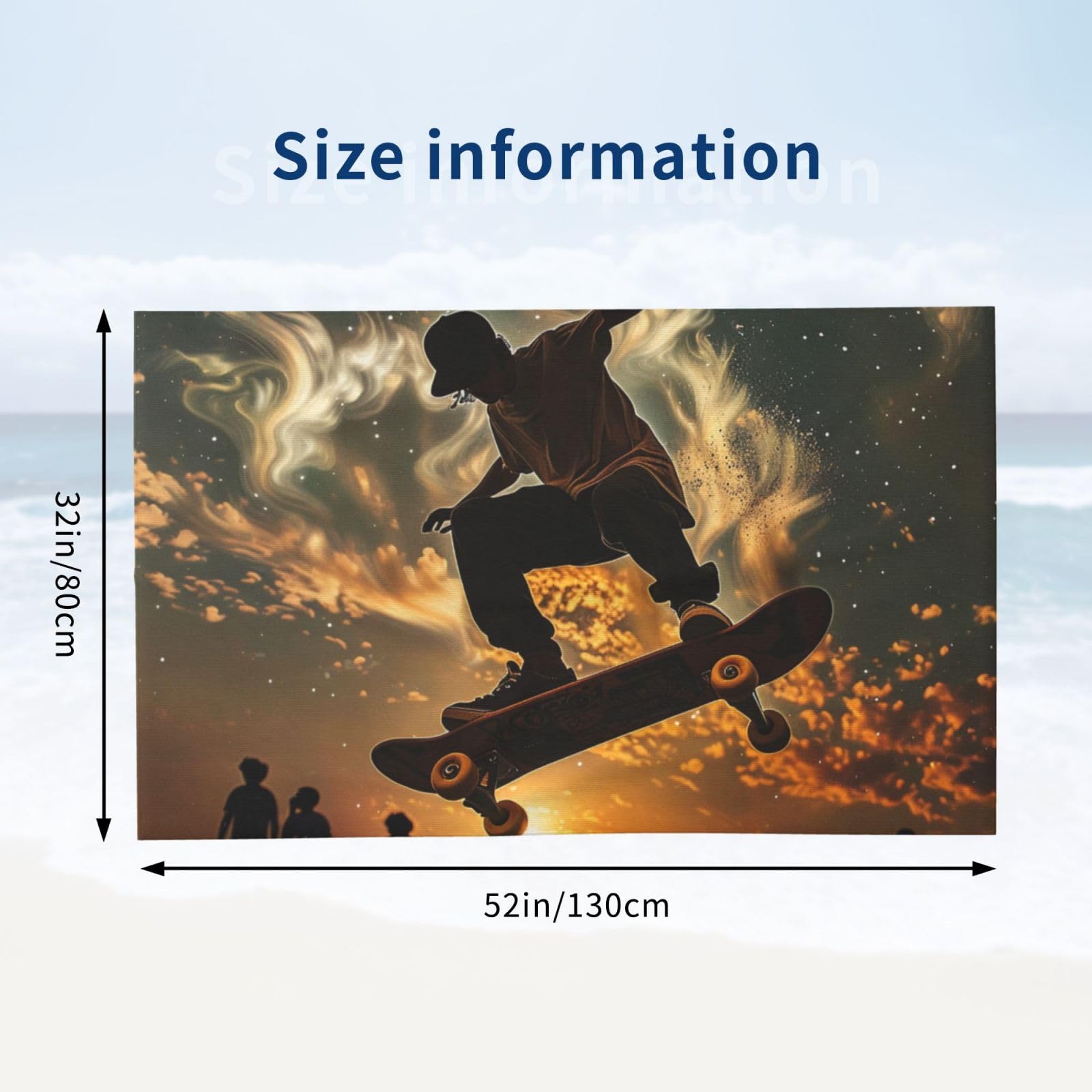 DCEHGEW Skateboard Printed Microfiber Bath Towels 52x32 Inch, Highly Absorbant Beach Towel Bath Sheets for Bathroom Travel Hotel Spa