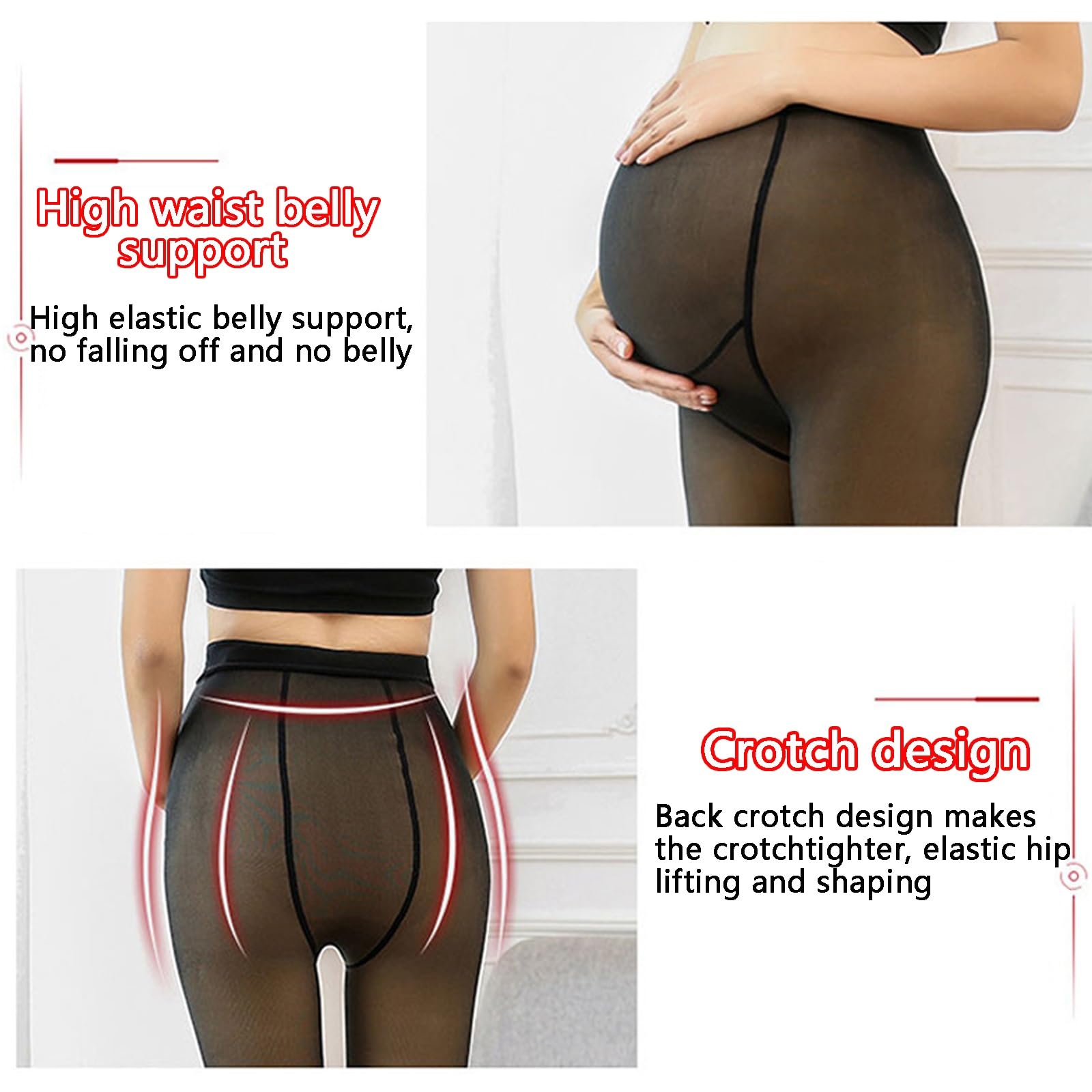 Generisch Umstandsstrumpfhose for Damen, mit Fleece gefüttert, hohe Taille, for den Winter, warm, durchscheinend(Lint-Free)