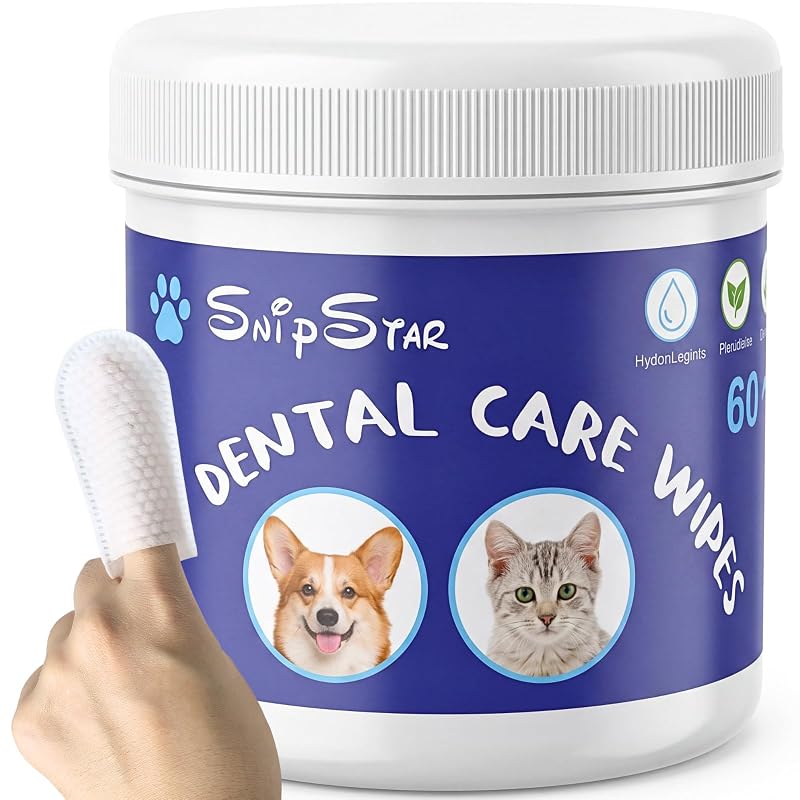 Lenços Dentais para Cães e Gatos SnipStar com Textura 3D, Sem Fragrância e Sem Enxágue, 60 unidades