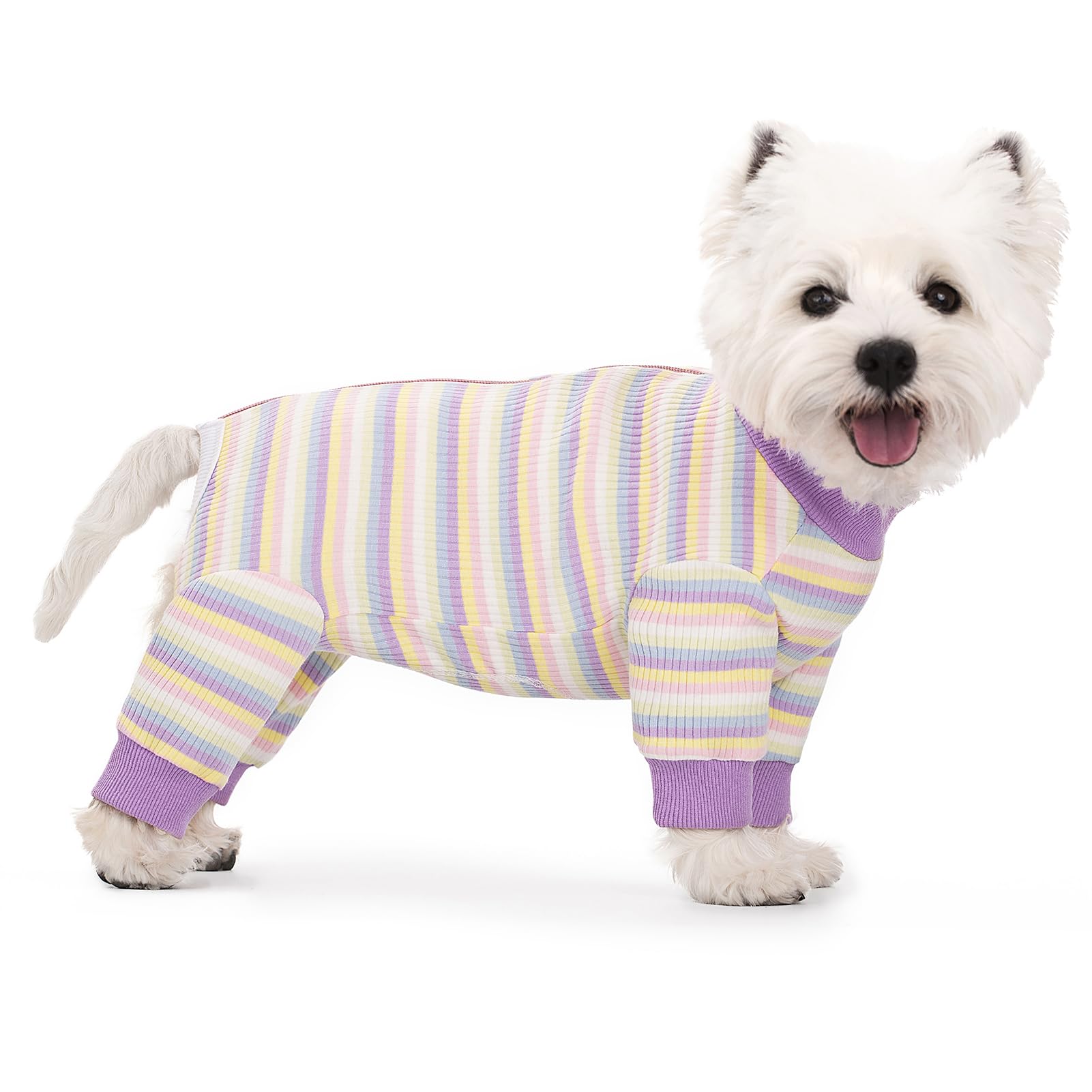 Striped Dog Recovery Suit Female Male for Small Medium Dogs,Dog Surgical Recovery Suite Bodysuit After Surgery Zipper On Back Puppy Cat Long Sleeve Onesies Bodysuit After Surgery Wound Protective