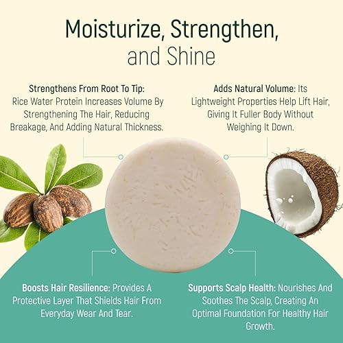 Miniatura 5 de Barra de champú de agua de proteína de arroz sólido con jabón para el cabello con efecto acondicionador - Barras de champú para cabello con todos