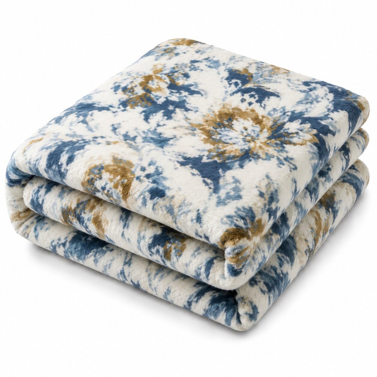 Rubaru Leo Flannel AC Blanket | Ultra-Soft Lightweight Blanket for Year-Round Use | Warm, Cozy and Machine Washable, Indigo Mustard, Double-image-48