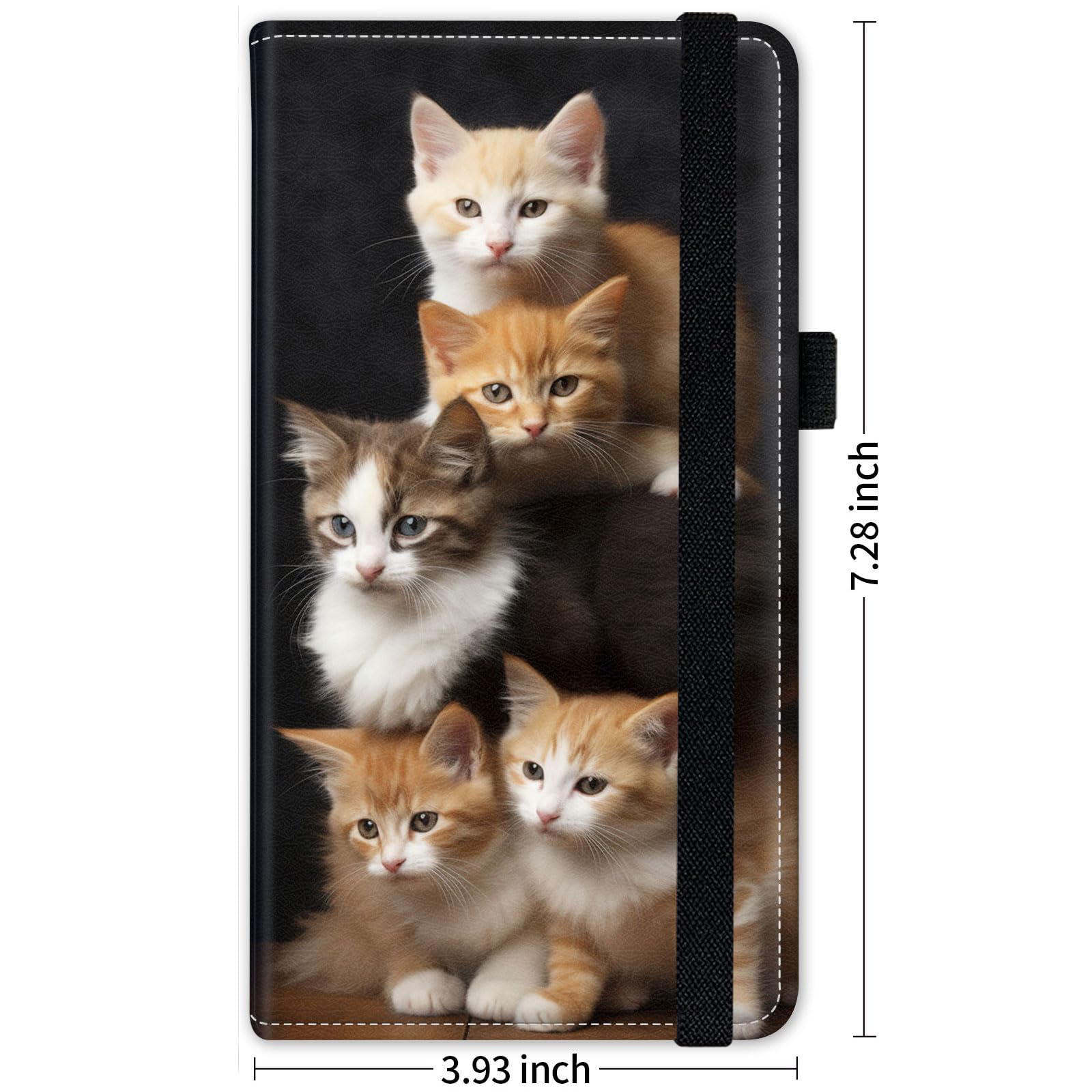 Qindaiwen PU Leather Checkbook Covers for Women, Check book holder for personal checks, checkbook wallet with RFID Blocking, Gift for Men Women, Cute Cats