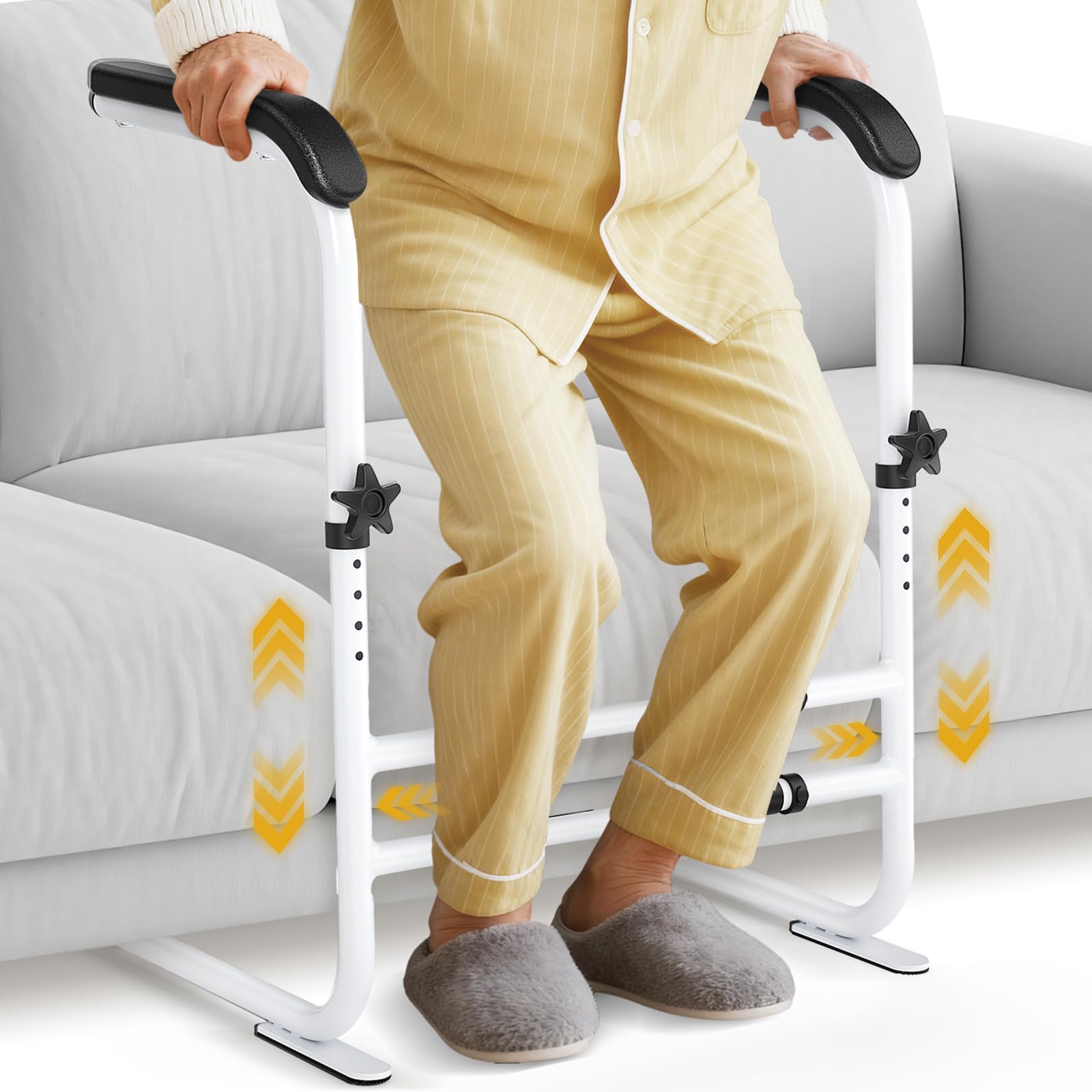 Soporte para Levantarse del Sofá, Ayuda para Levantarse con 6 Alturas y Anchos Ajustables, Construcción Robusta, Ayuda para Levantarse de la Silla de Sofá para Personas Mayores, hasta 204 kg
