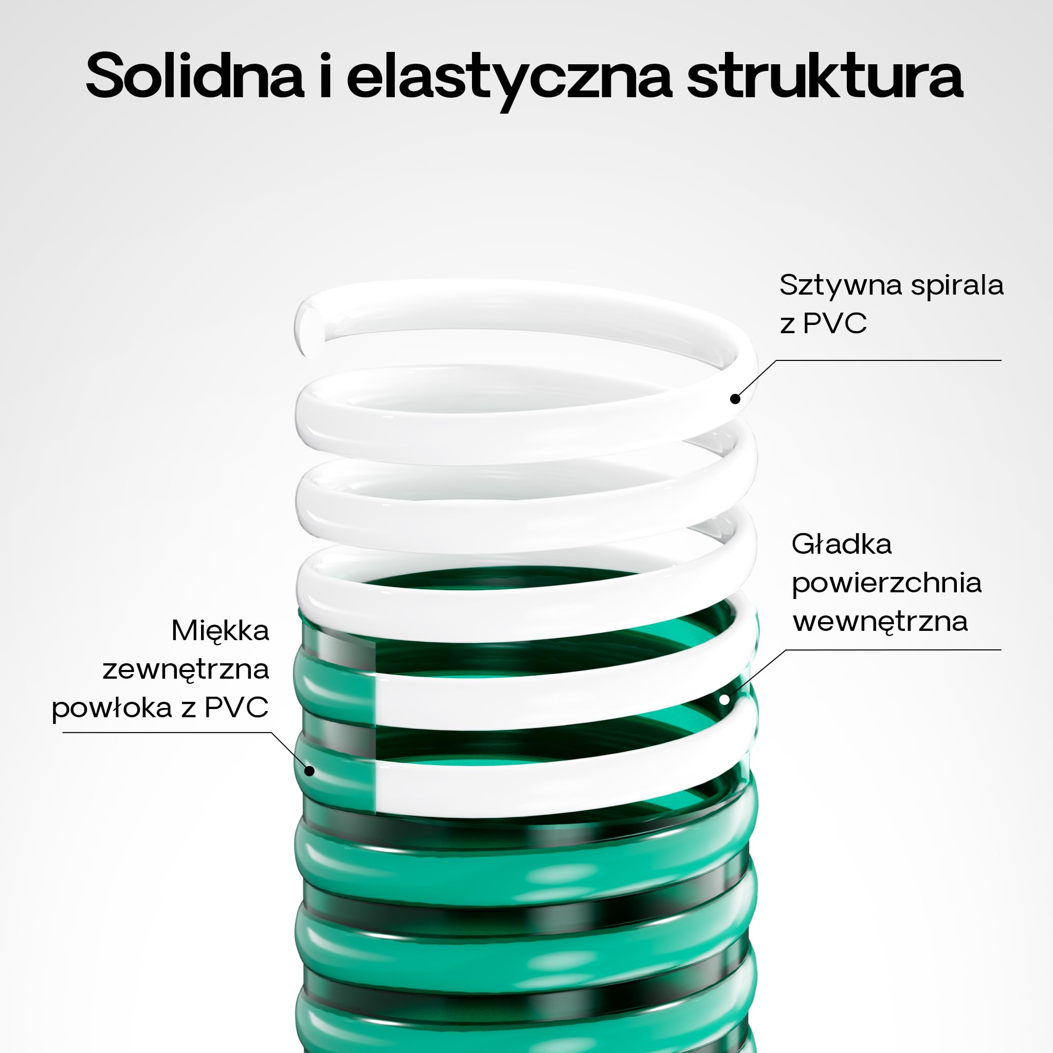 Wiltec wąż ssący ciśnieniowy 10m, elastyczny, 40mm (1 1/2") zielony - Wyprodukowano w Europie, do podłączenia do pomp stawowych i domowych instalacji wodociągowych