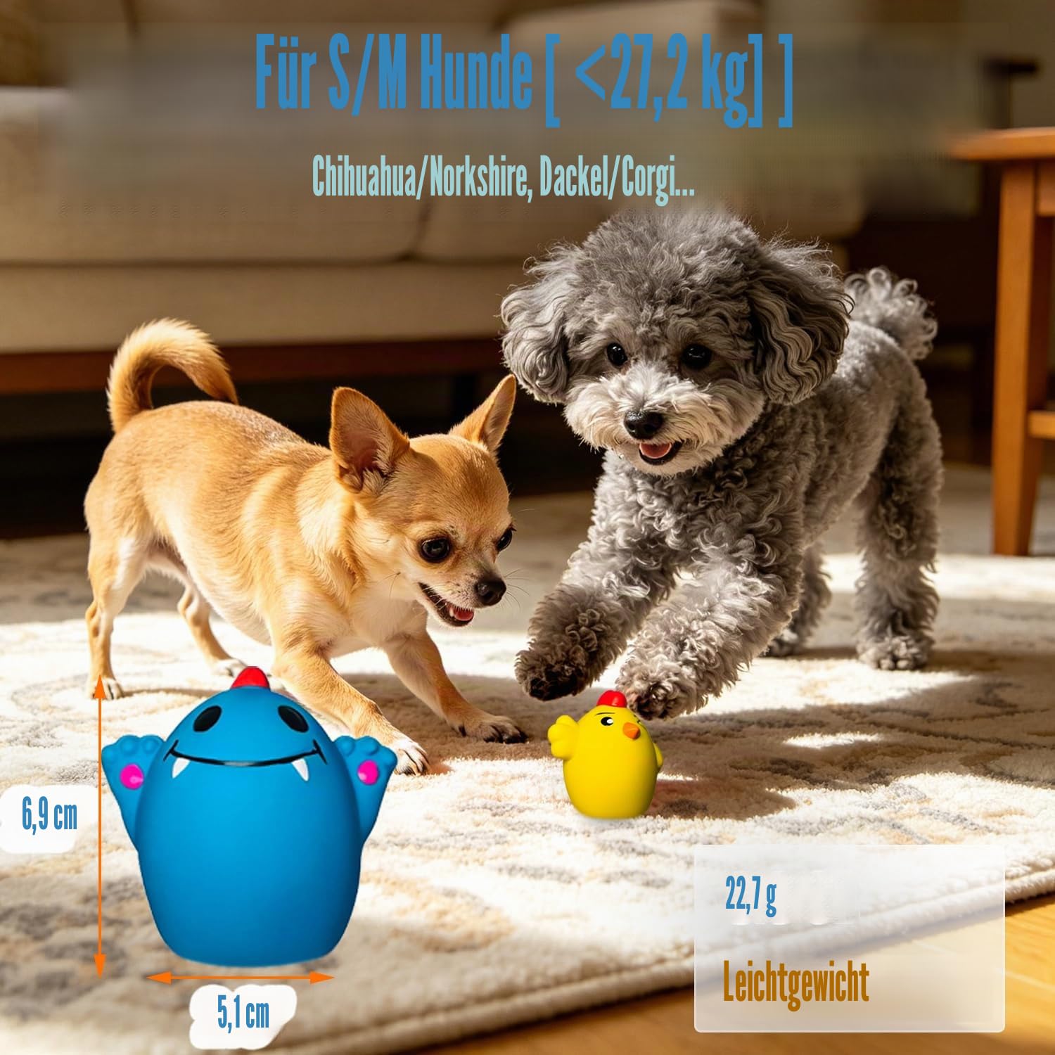 HOLYSTEED Hundespielzeug kleine Hunde und mittelgroße Rassen, Latex Hundespielzeug Quietschend, Weiches Welpenspielzeug Kleine Welpen, Quietschender Hundeball mit Lächeln-Gesicht, 6 Stück