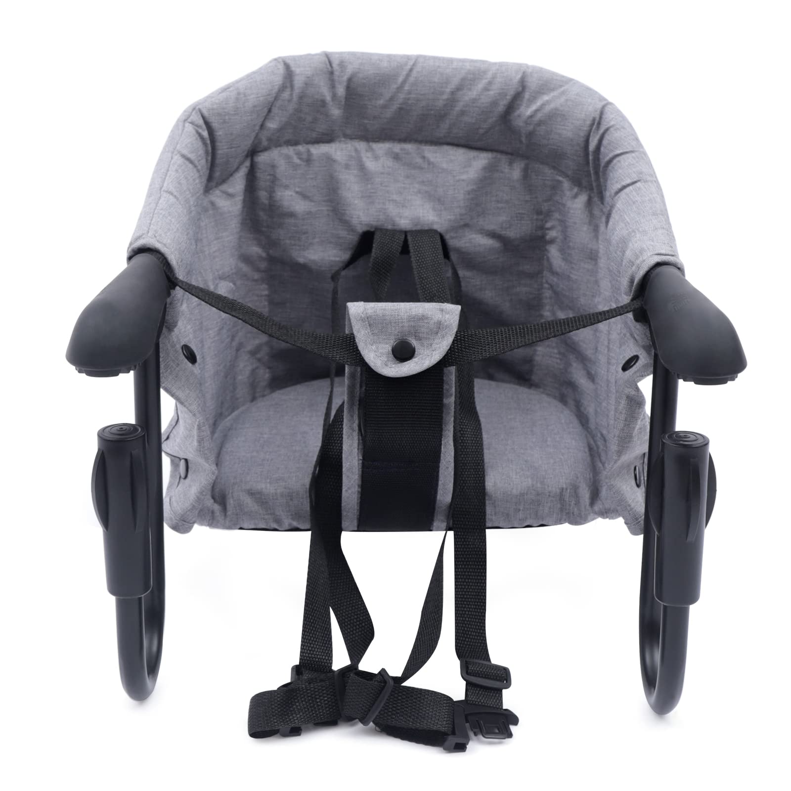 asiento mesa bebé suplemento plegable con pinzas antideslizantes y bolsillo, silla de seguridad para bebé cómodo (gris)