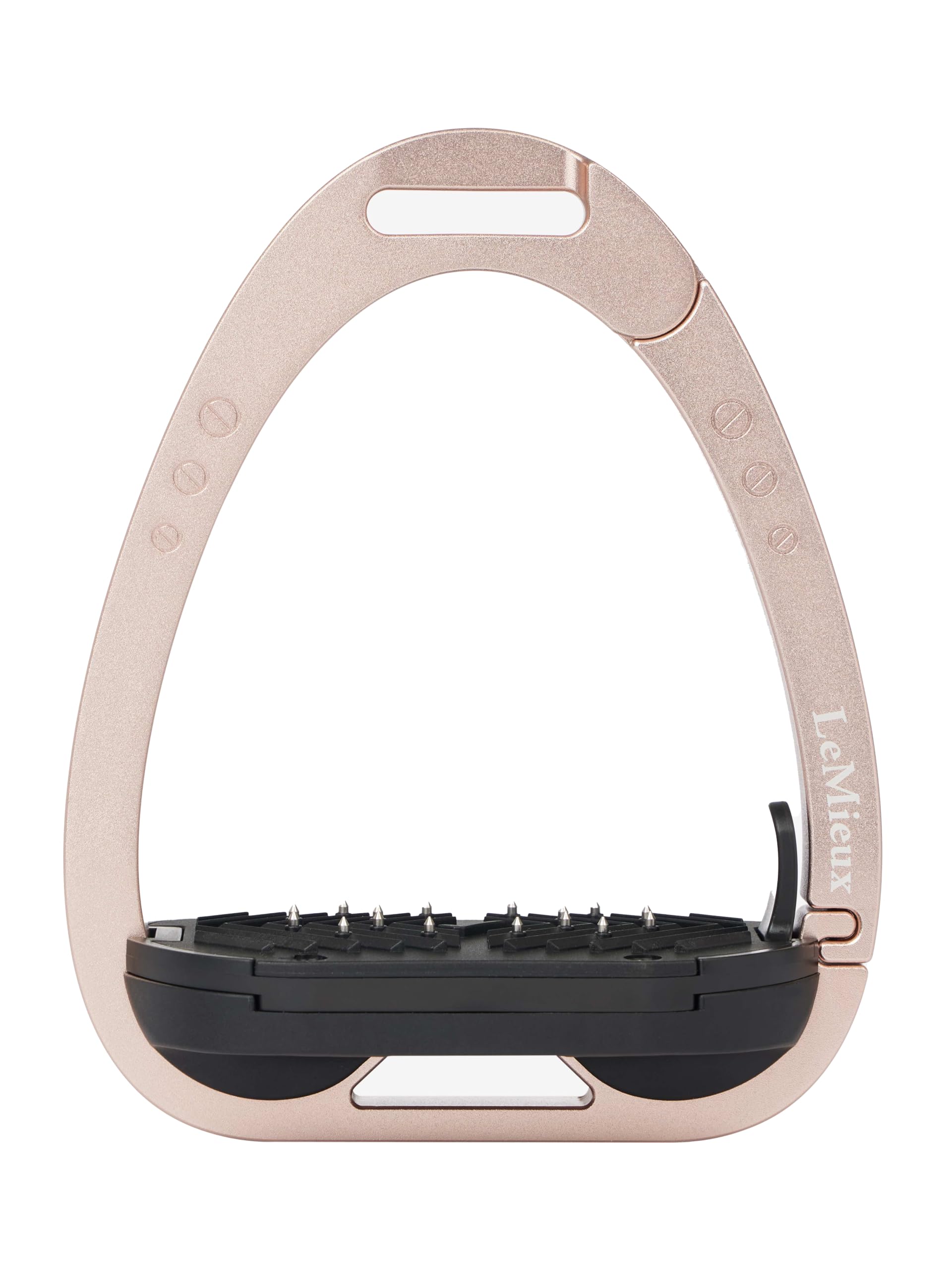 LeMieux Vector Control Stirrup - New Generation - Spring Loaded Hinged Arm - Cross Track Grip Surface - Rose Gold