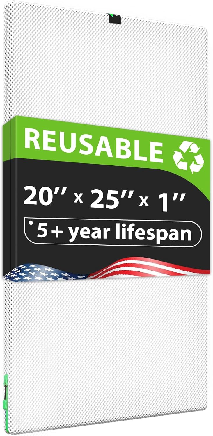 20x25x1 Air filter, Washable and Reusable Air Filter 20x25x1 for AC HVAC Furnace, MREV 8 Air Filters Machine Washable & Dryer Friendly, AC Furnace Air Filter
