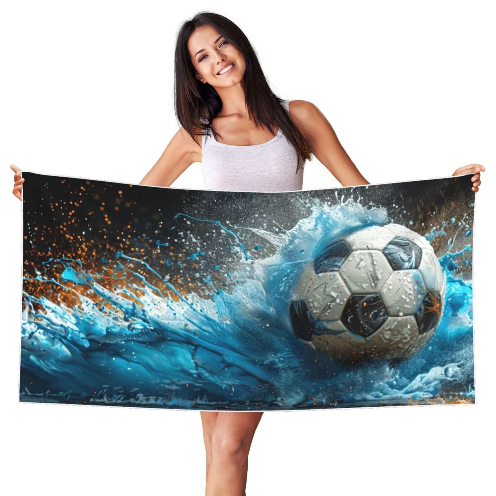 Telo Mare Microfibra xxl Grande Asciugamano da Spiaggia 100x200cm Asciugatura Rapida Telo in Cotone Morbido, Antisabbia Mare Coperta da Spiaggia per Campeggio, Palestra, Piscina, Viaggio calcio G-1170