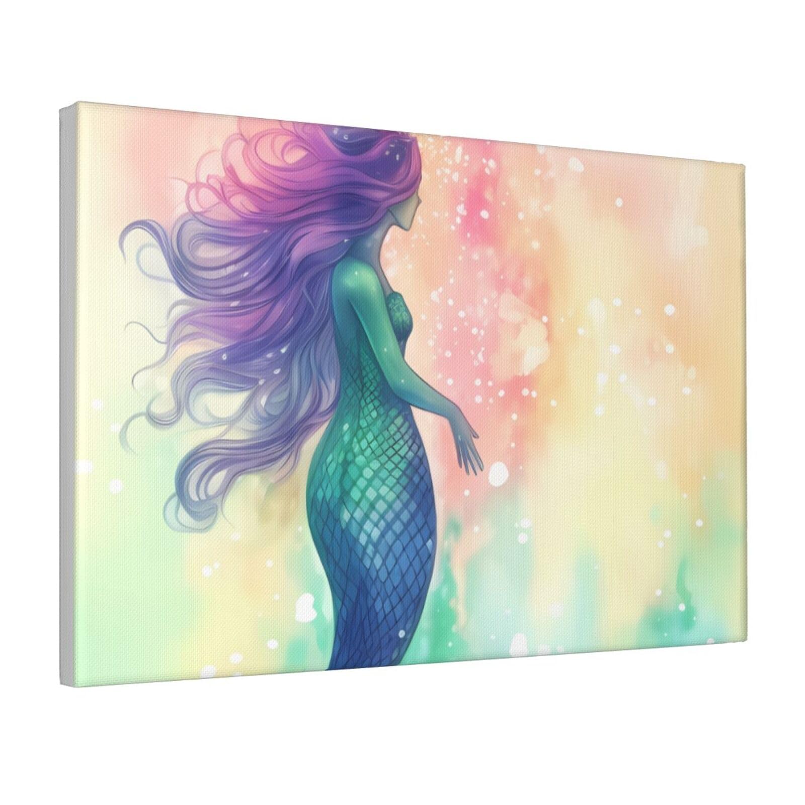 Framed Wall Art for Living Room Art Work, Beautiful Mermaid tail Picture Prints Modern Office Wall Paintings Poster Aesthetic Wall Decorations for Home Decor Ready To Hang 12"x18"