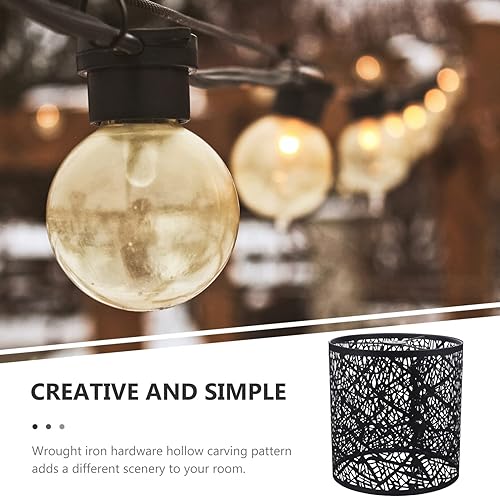 Miniatura 9 de Pantalla hueca de hierro forjado, pantalla negra, pantalla de lámpara grande, pantalla de repuesto, pantalla de mesa, pantalla de metal, pantalla de