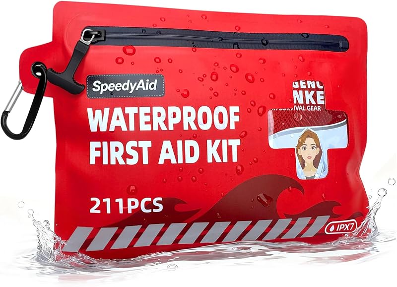 211 PCS Waterproof First Aid Kit, Emergency Supplies for Hiking & Boating | IPX7 airtight dry bag pouch, durable survival medical supplies, ideal for kayak, camping, hiking and outdoor water sports