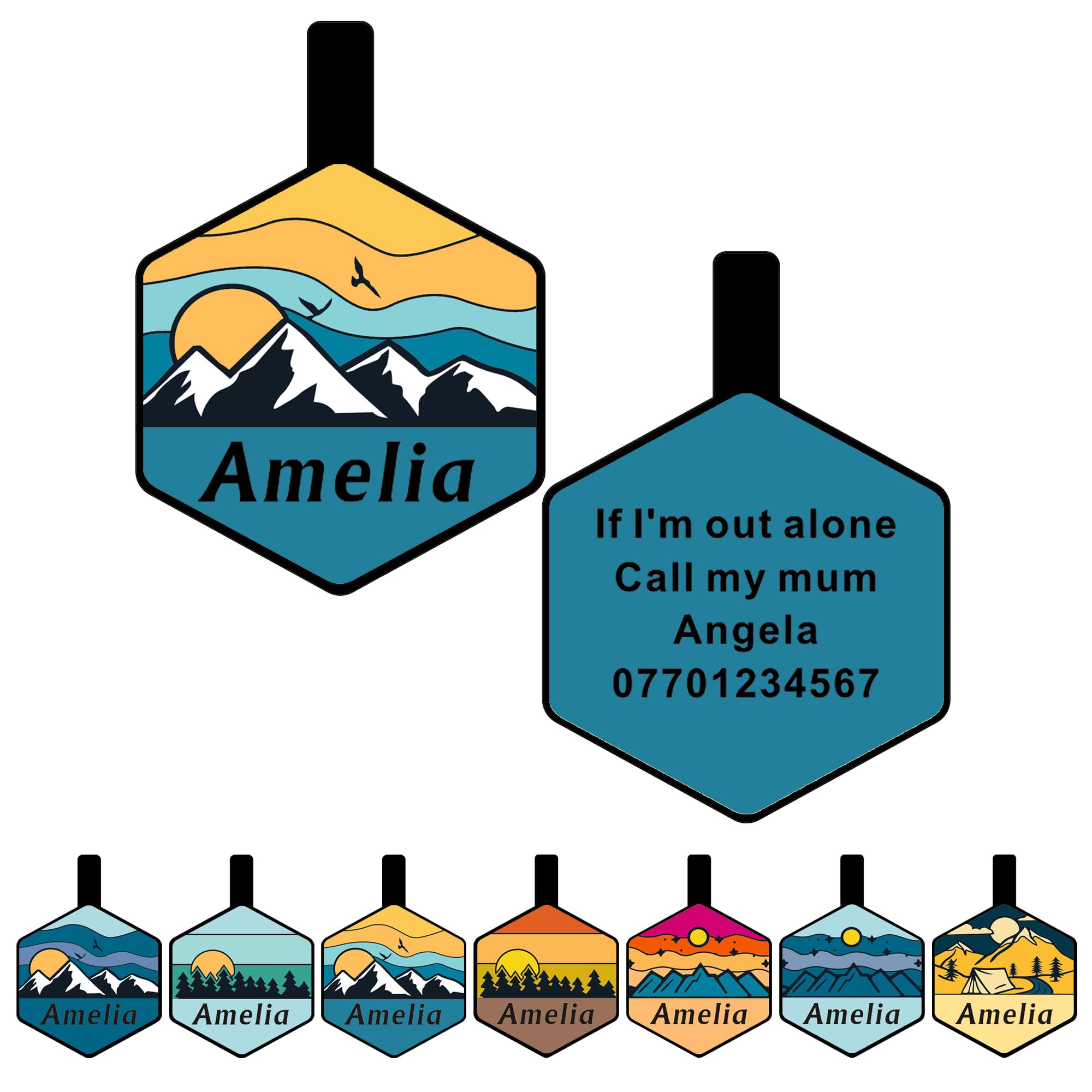 Silicone Dog Tags Personalized for Pets Silent Dog Tag Soundless Name Tags Quiet Pet ID Name Tag Custom Engraved for Dogs Puppy Cat (Mountain-Gold)