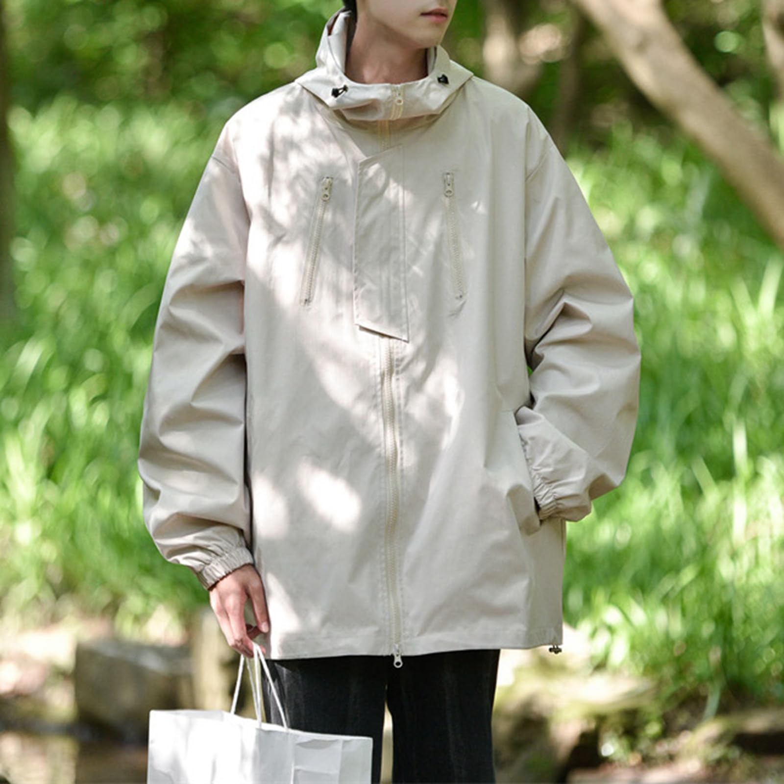 Giacca Impermea da Uomo, Giubbotto Primaverile Uomo, Giacca da Uomo con Cappuccio Casual Softshell Foderato Jacket Antivento Impermeabile Multitasche All'aperto Giacca Softshell Giacca da Trekking