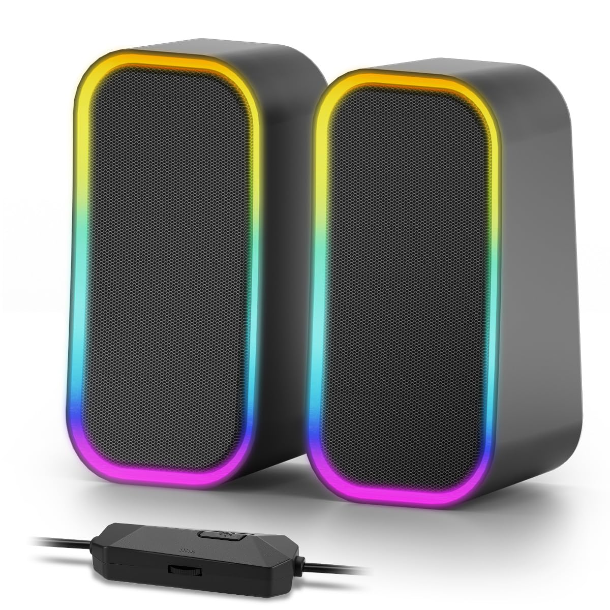 PC Speakers, RGB Paired Monitor Speakers, USB Wired Speakers & 3.5mm Aux for Computer, Tablet, Mobile Phone, Laptop, MP3/MP4-image-39