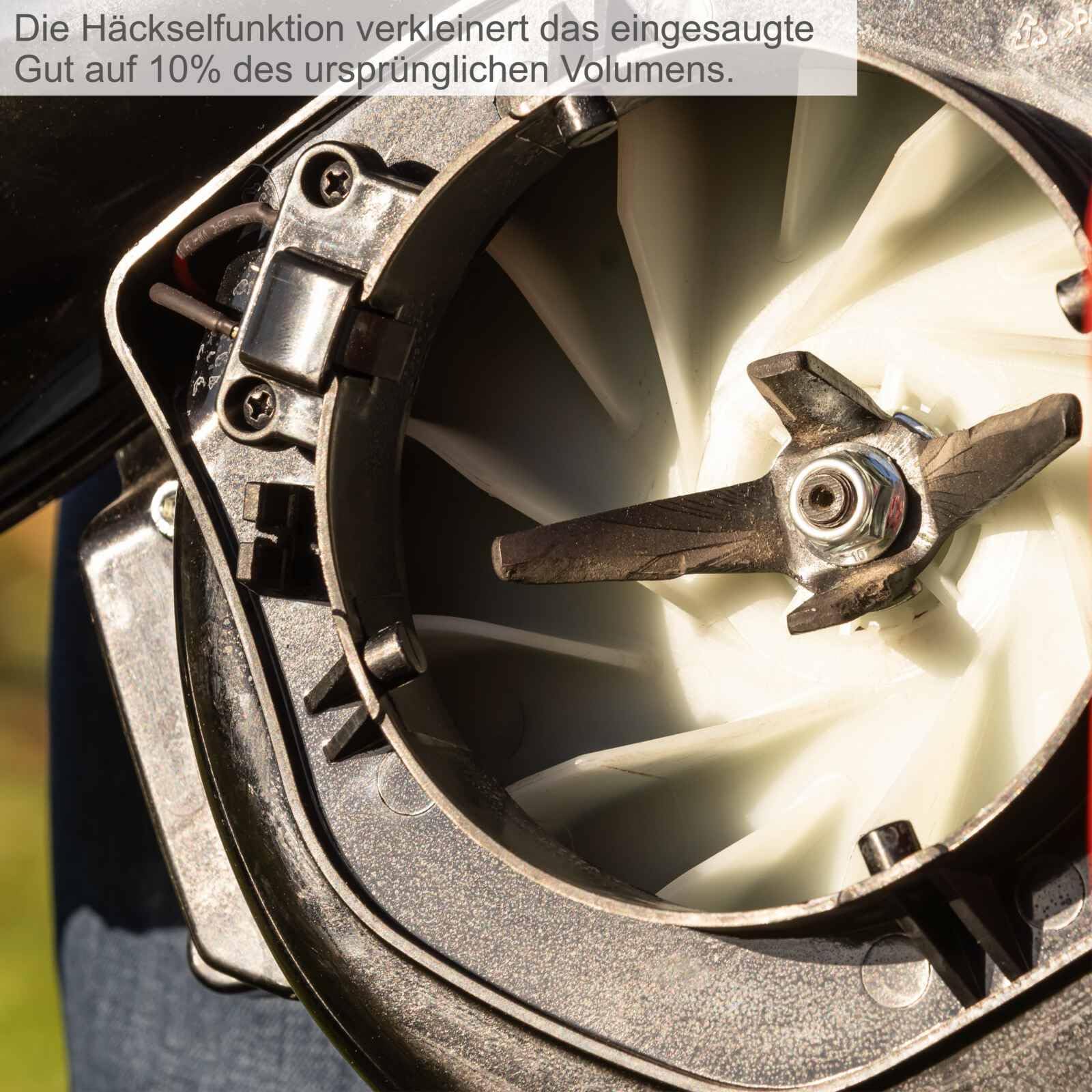Scheppach Benzin Laubbläser LBH2600P Laubsauger mit Häckselfunktion | 2-Takt Motor / 1PS | Luftgeschwindigkeit 268 km/h | Luftleistung 678m³/h | Easy-Start, großer 50L Fangsack & verschiedene Aufsätze | 2-Takt Benzinmotor 25,4 cm³ | Luftgeschwindigkeit 26