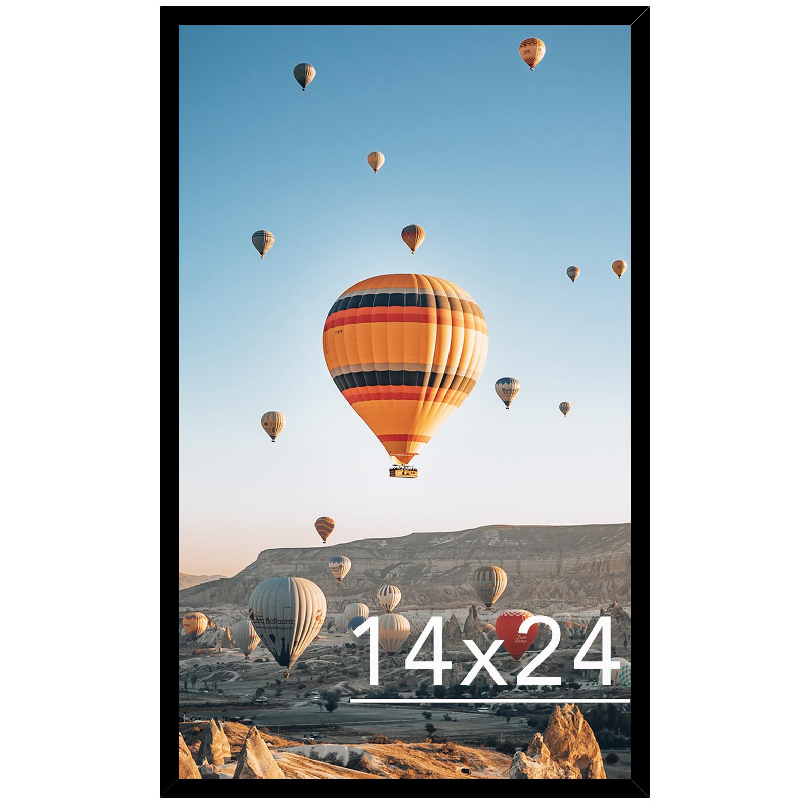 JCJMY 14x24 Picture Frame Black for Poster Photo Picture, Horizontal and Vertical Formats for Wall Hanging, 14 x 24 Wall Gallery Poster Photo Frame for 14 by 24 Photos Posters, Black