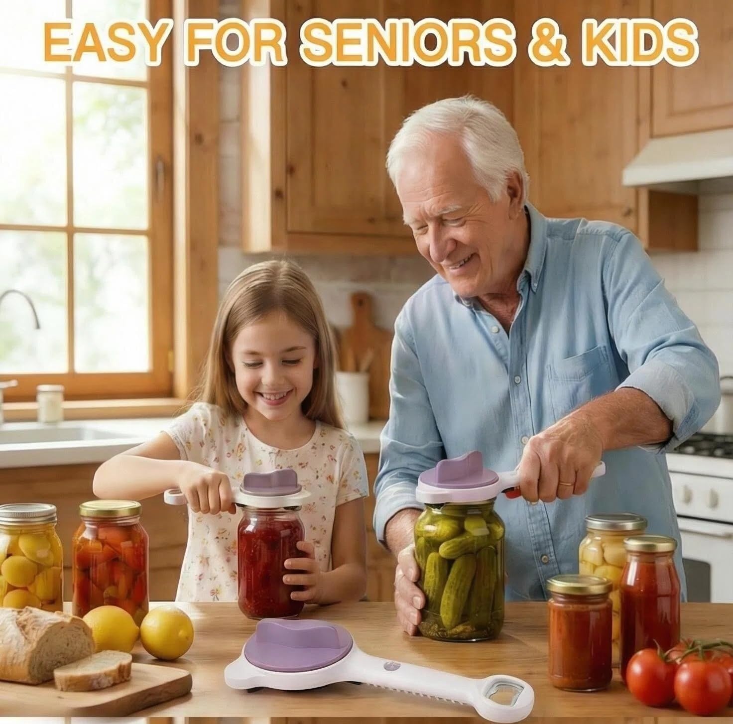 New 4-in-1 Jar Opener,Ergonomic Adjustable Stainless Steel Bottle Opener,Multi-Functional Telescopic Jar Opener,Suitable for Opening Various Sauces, Canned Goods, and Beer 2PCS