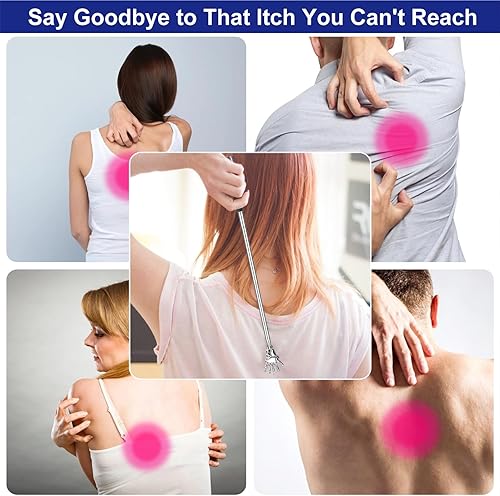 Miniatura 5 de YIKATO Juego de regalo de rascador de espalda, paquete de 4, herramienta de masaje telescópica portátil extensible de acero inoxidable, relleno de