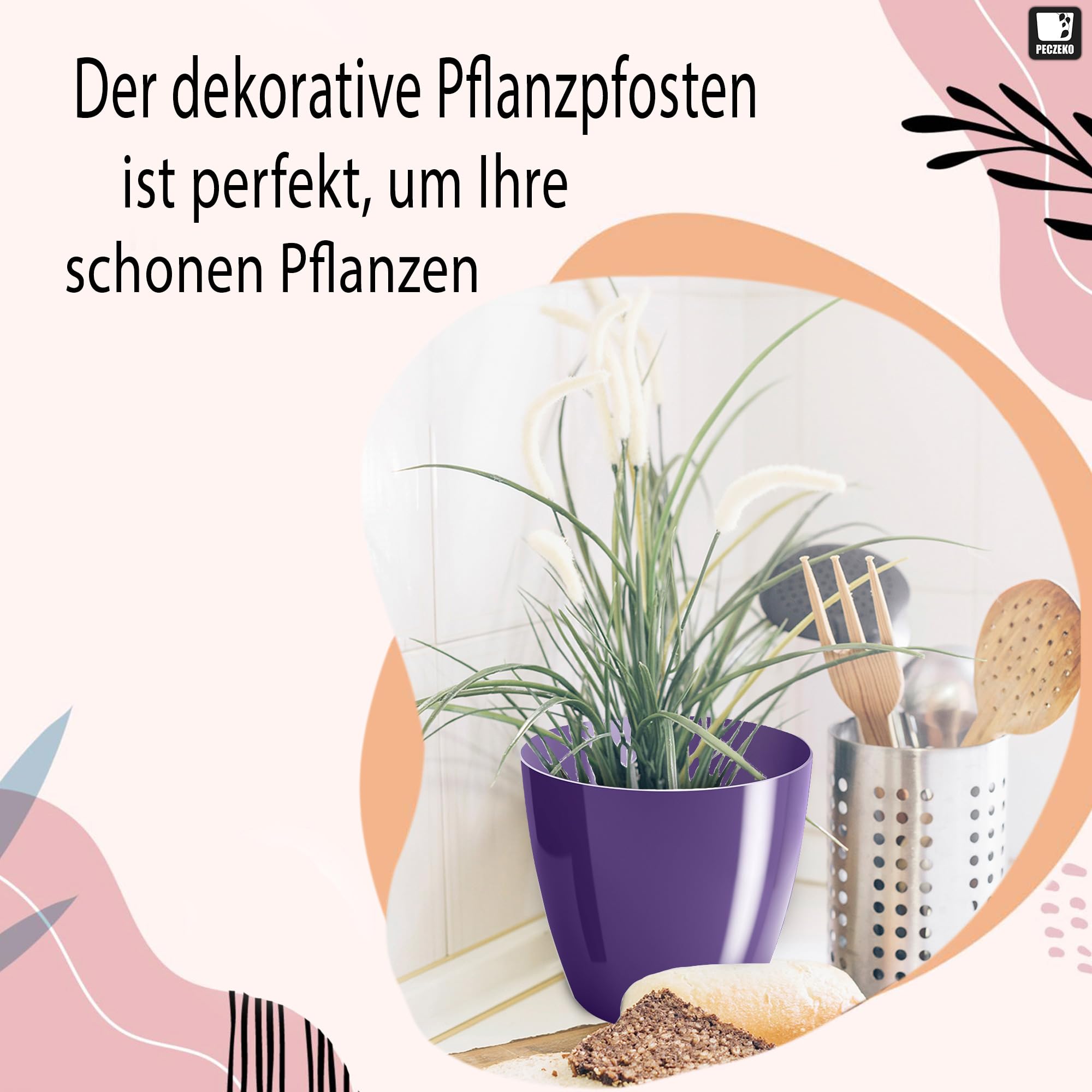 Macetas Brillantes Macetas Decorativas Hierbas Macetas Redondas de plástico duraderas y Ligeras para salón, Comedor, Cocina, terraza, balcón Juego de 2 Piezas (Antracita, diámetro 16 cm) — view 81