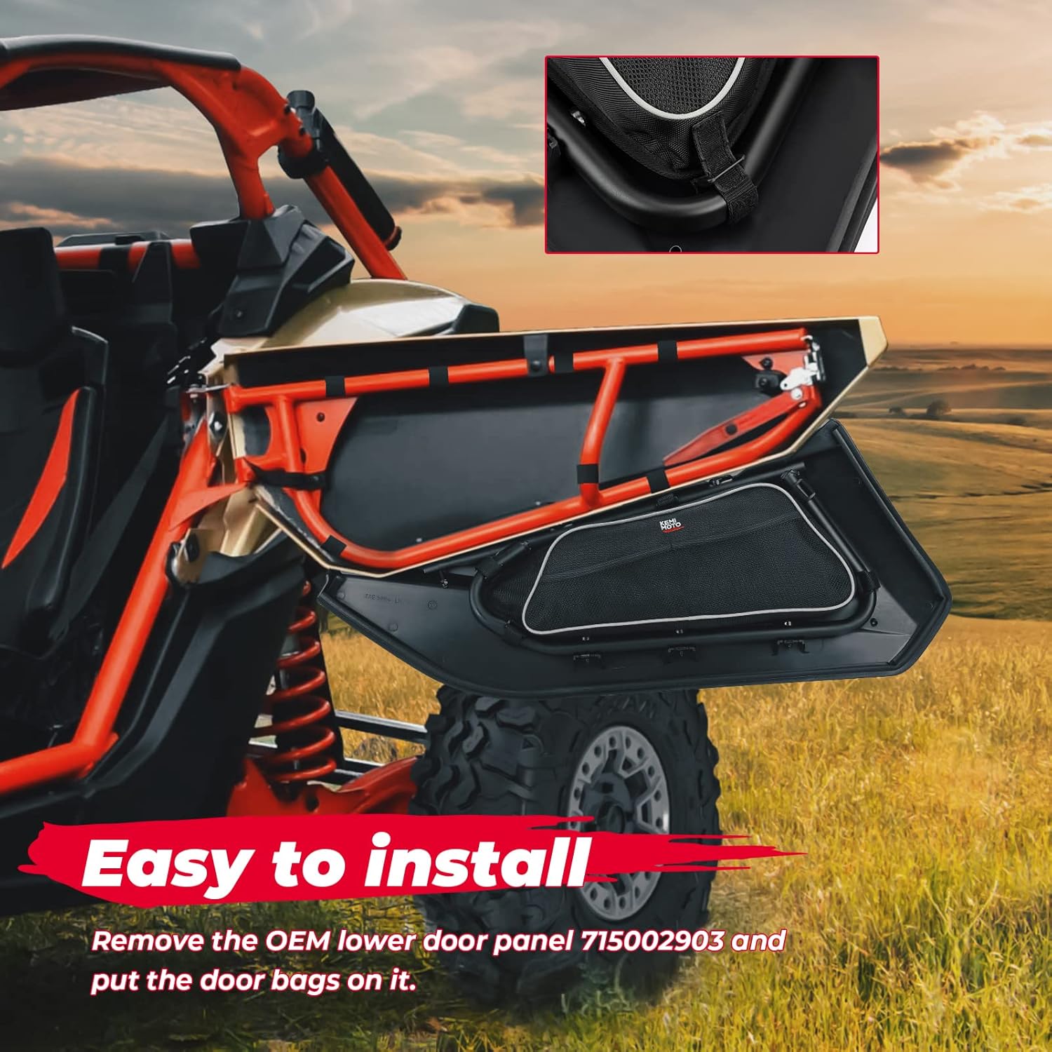 KEMIMOTO X3 Lower Door Bag with Upper Door Bag, Water Resistant 1680D Oxford Storage UTV Accessories, compatible with Can-Am Maverick X3 2-Seater Model 2017-2025