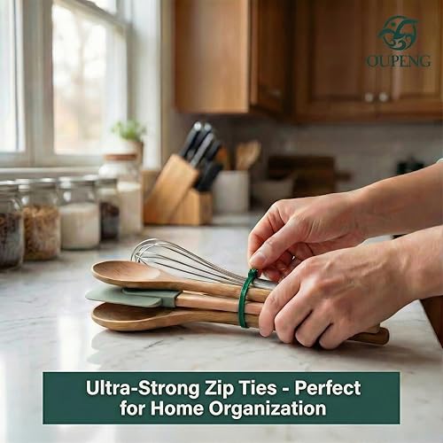 Miniatura 7 de 200 bridas de nailon de 8 pulgadas, color verde, multiuso, autobloqueo, bridas de plástico ultra fuertes con resistencia a la tracción de 40 libras,