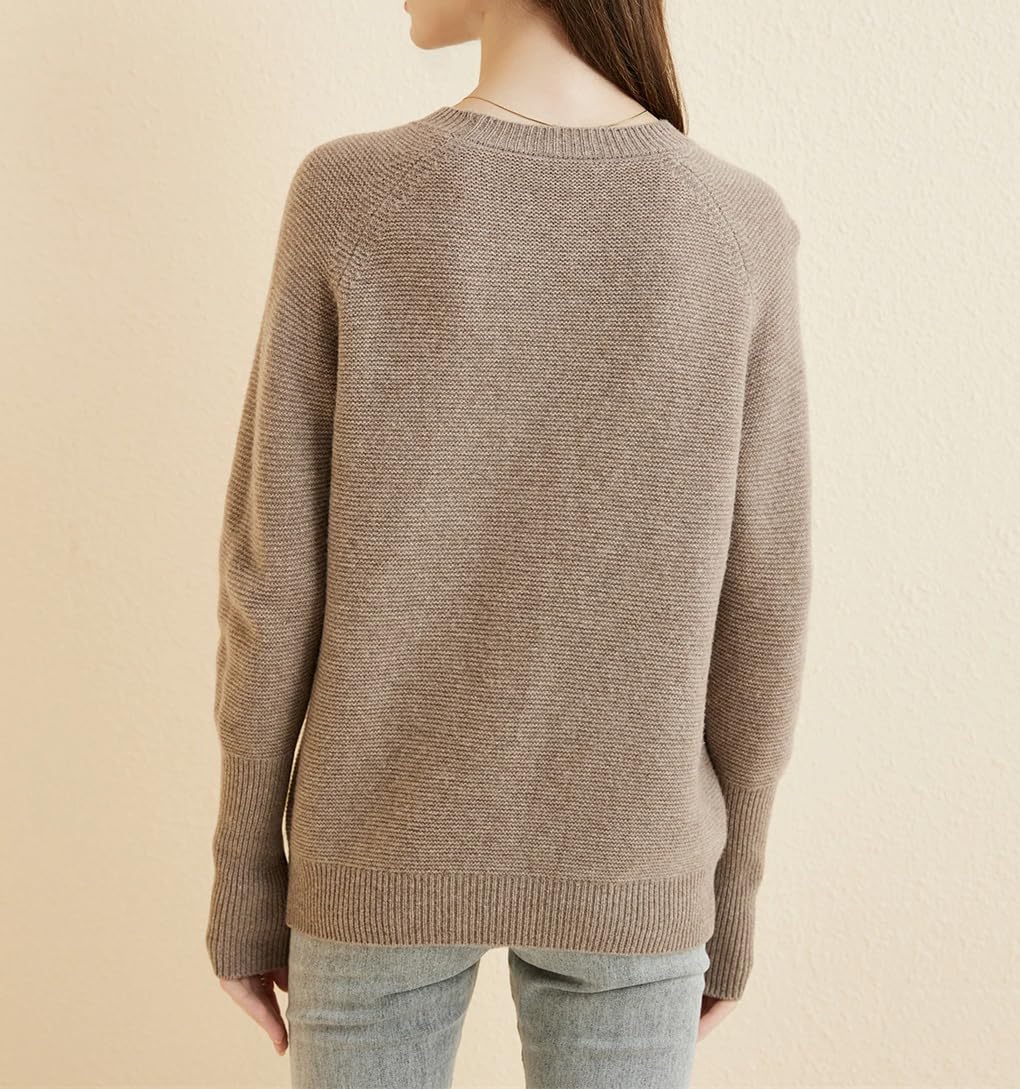 Maglione da donna in lana con scollo rotondo, per autunno e inverno, caldo, morbido, casual, lavorato a maglia