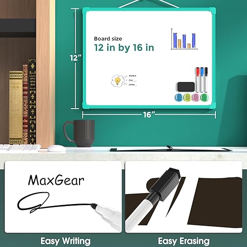 Vista 51 de MaxGear Pizarra blanca colgante de doble cara para pared, pizarra blanca colgante de 16 x 12 pulgadas, pequeña pizarra blanca de borrado en seco