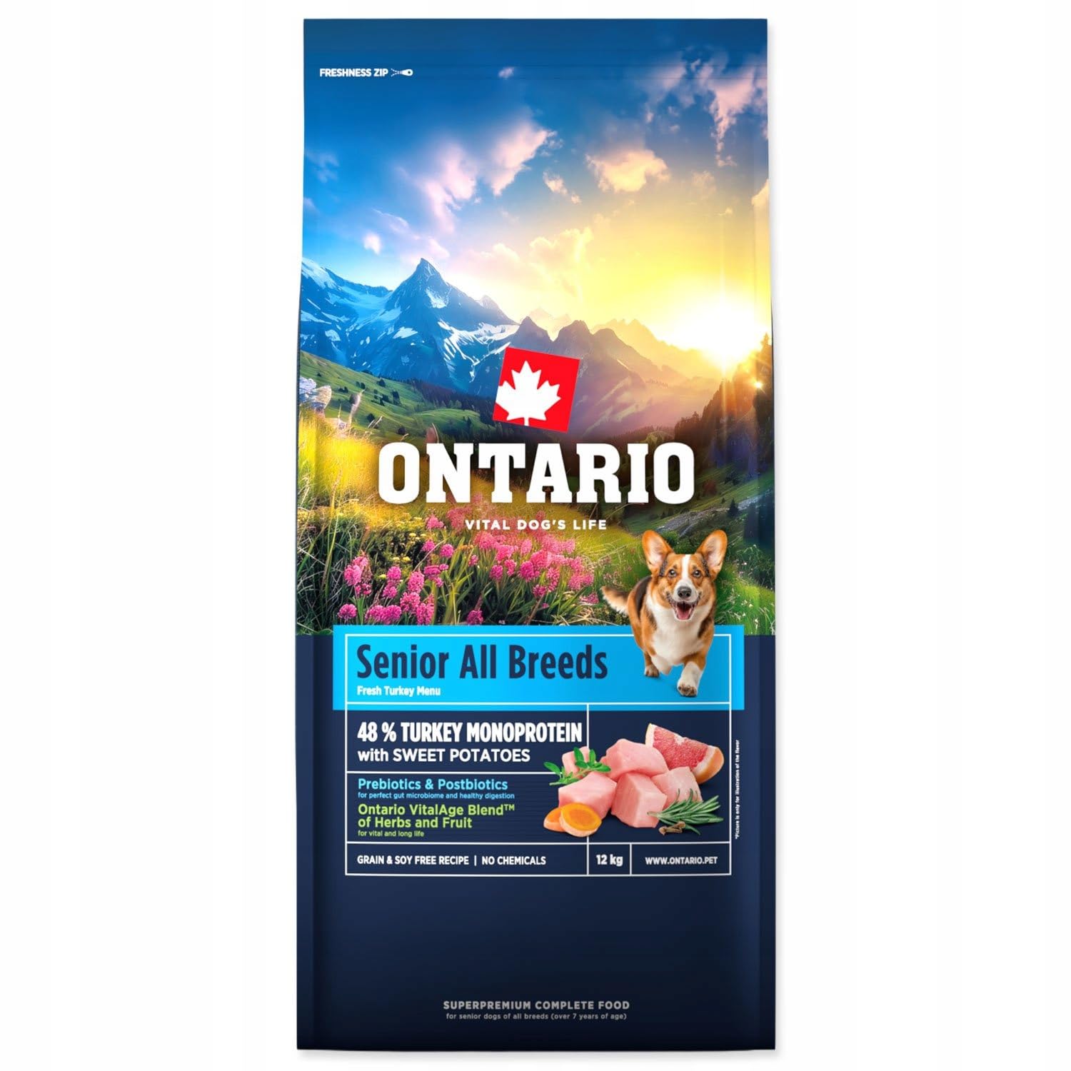 ONTARIO SENIOR MONO 12KG Karma Monoproteinowa dla Starszych Psów z Indykiem