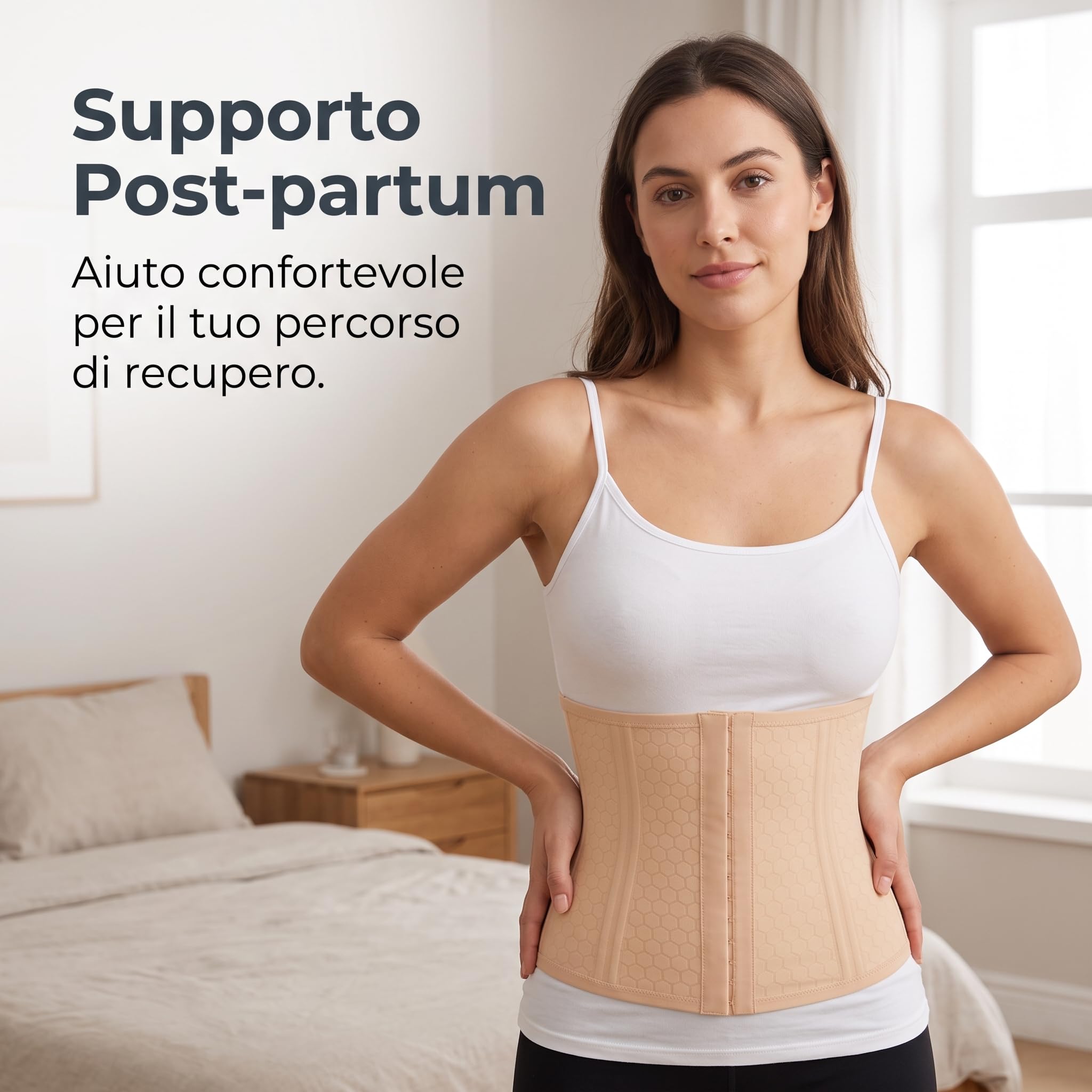 Contenitiva Guaina nte Sottile per Post Parto, Corsetto con Usura a Fibbia