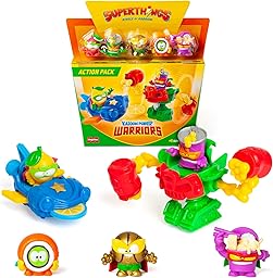 SUPERTHINGS KAZOOM Power Warriors – Action Pack. Contiene 5 Superthings (Incluye 1 capitán Dorado), 1 Robot, 1 Slider. Pack 1 de 4