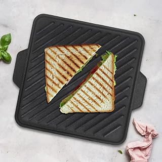 URBANFIX Pre-Seasoned Cast Iron 2 in 1 Grill and Griddle Pan 10 inch| Reversible Tawa for Dosa | Non-Stick No Chemical Coa... Price In India
