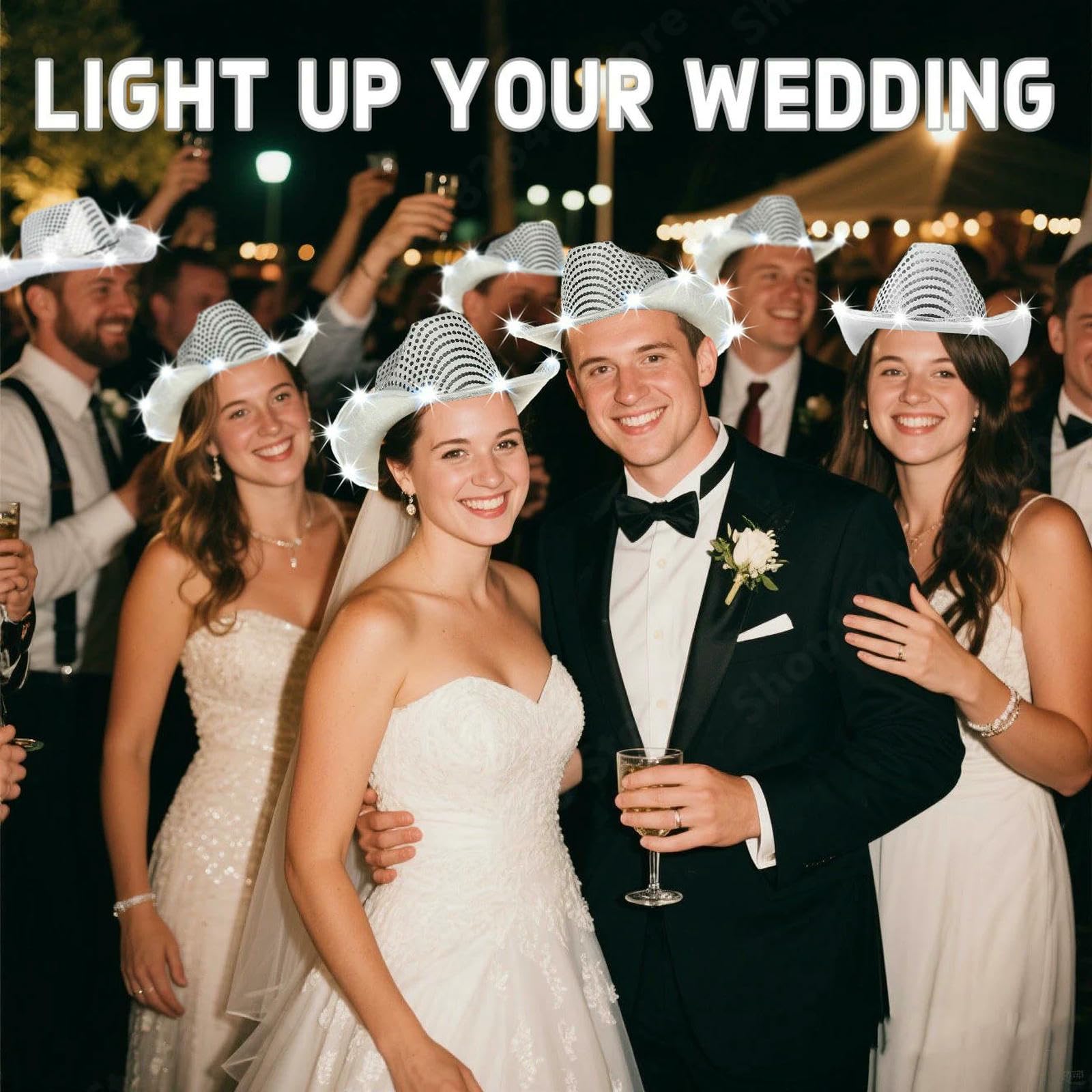czapka typu bucket czapka LED świecąca kowbojska kobiety migające cekiny ślub wieczór panieński luzem zabawa czapki unisex