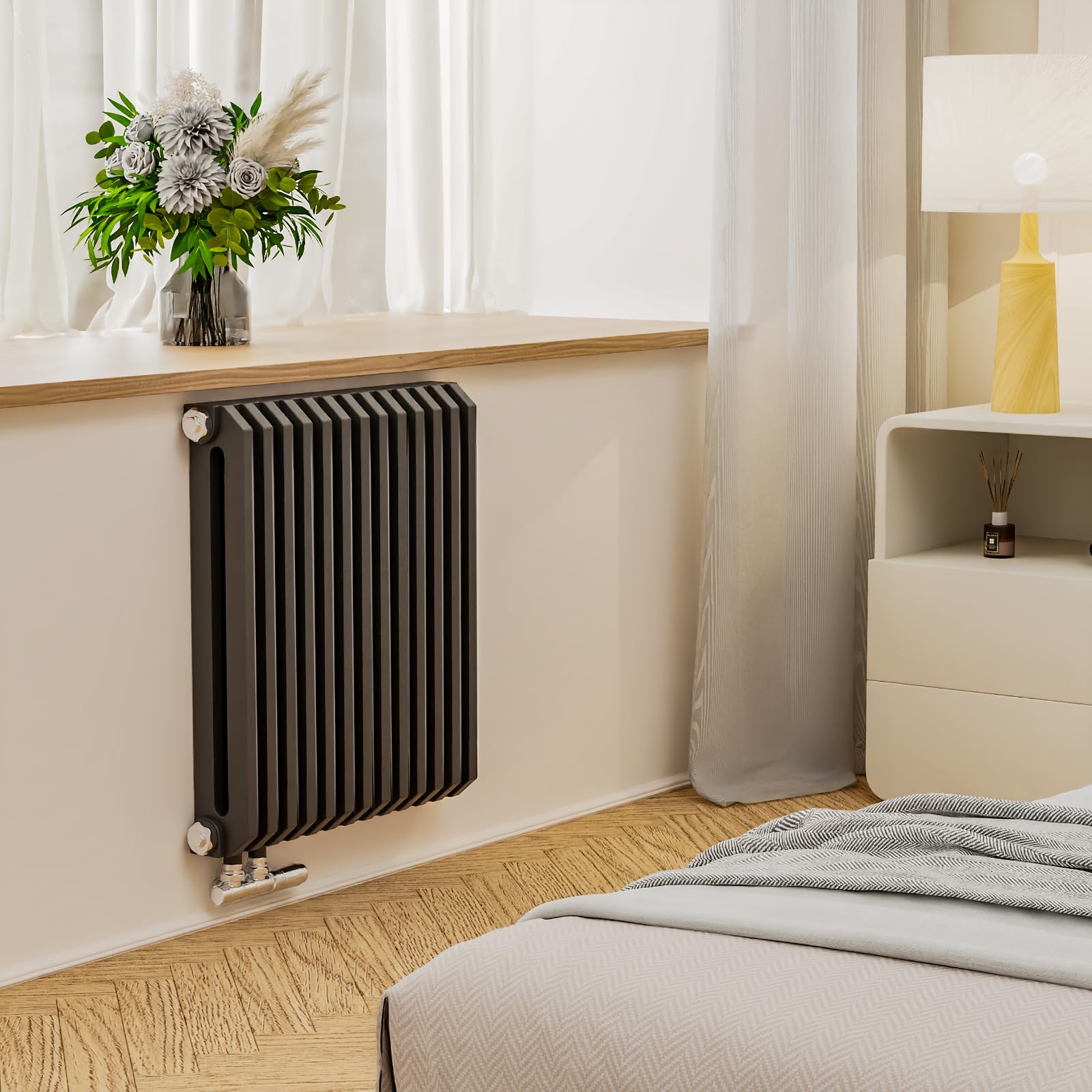 EMKE Radiateur 60x59 cm, Design en D, Anthracite